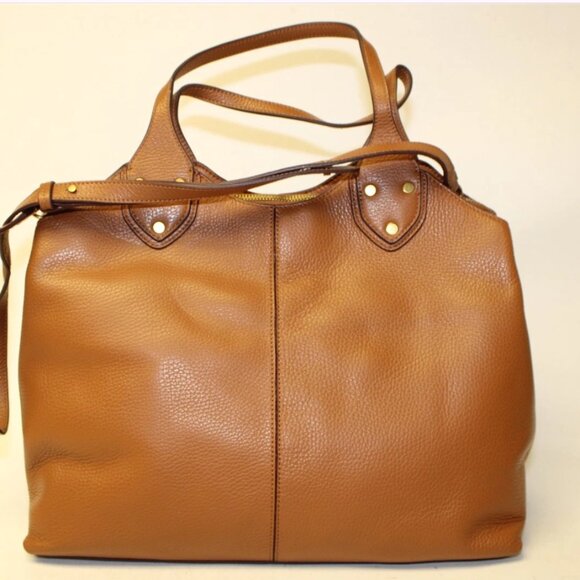 Banana Republic Carryall Bag Nutmeg Leather Hobo Tote Satchel - Picture 5 of 5